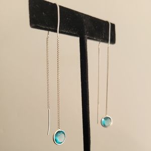 Sterling Silver Chain Dangling Crystal Earrings